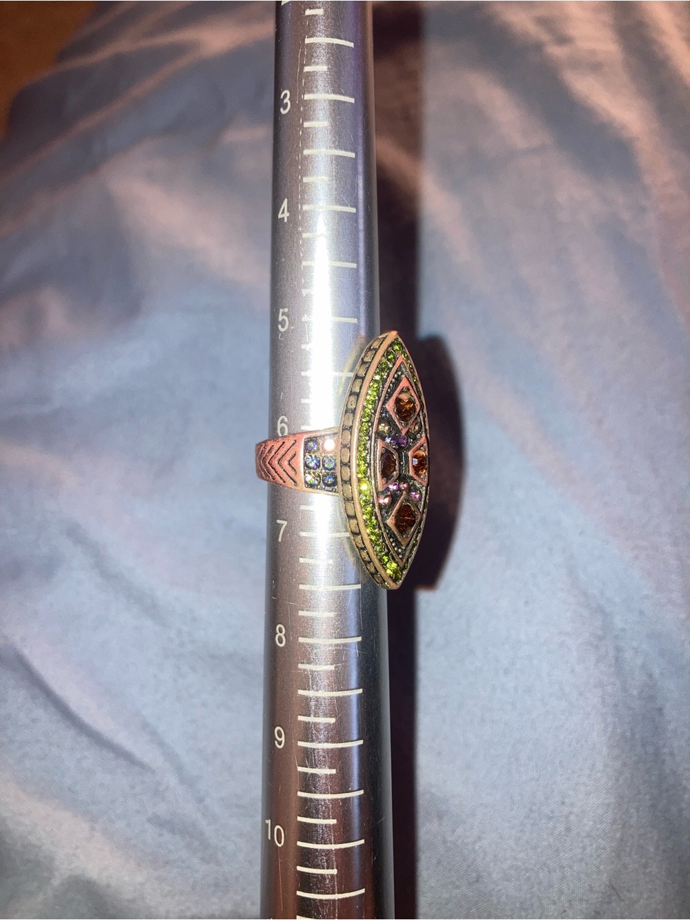 Heidi Daus Marquise Ring with Green and Amber Stones - Picture 9 of 9